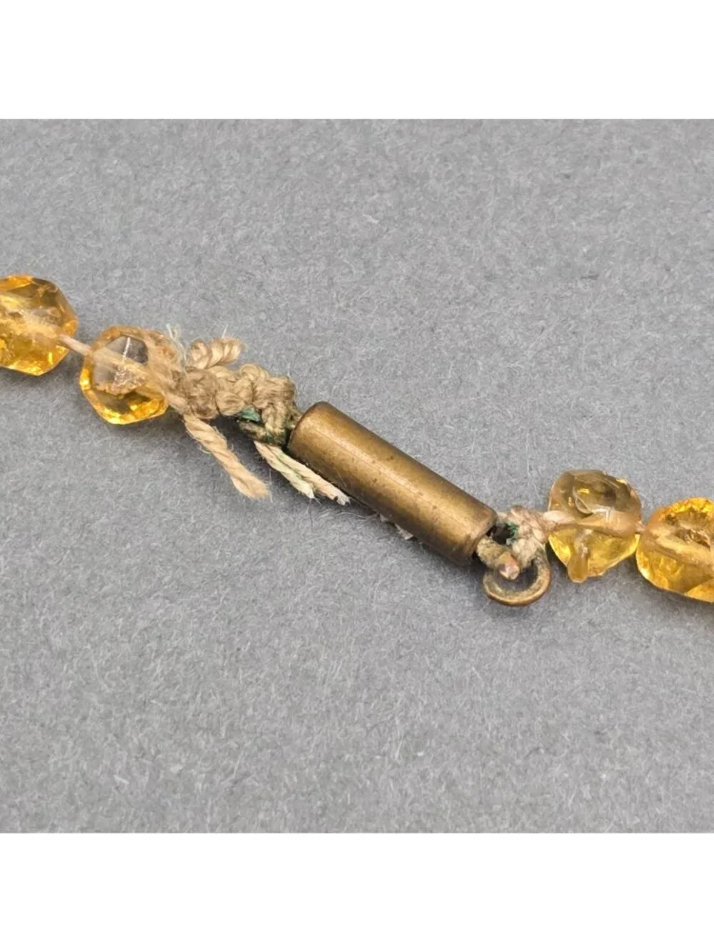 Art Deco Citrine Crystal Necklace Vintage Graduated Cut Bohemian Glass Bead Stat - Picture 13 of 16